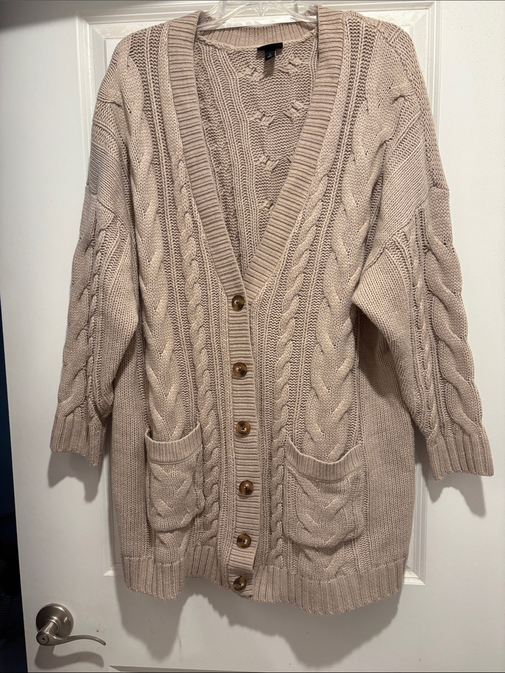 torrid Beige Cable Knit Button-Front Cardigan